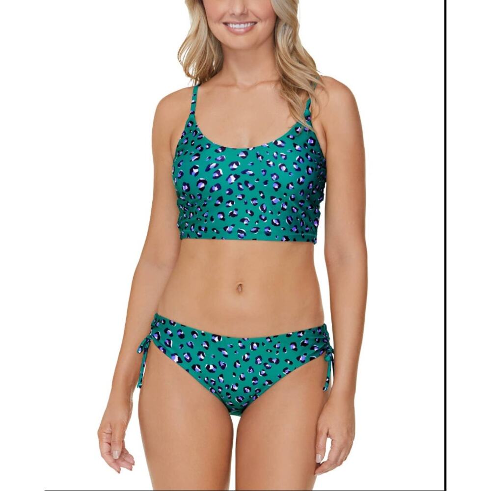 NWT Raisins Juniors Green Aruba Cropped Tankini High Tide Bathing Suit Set Small